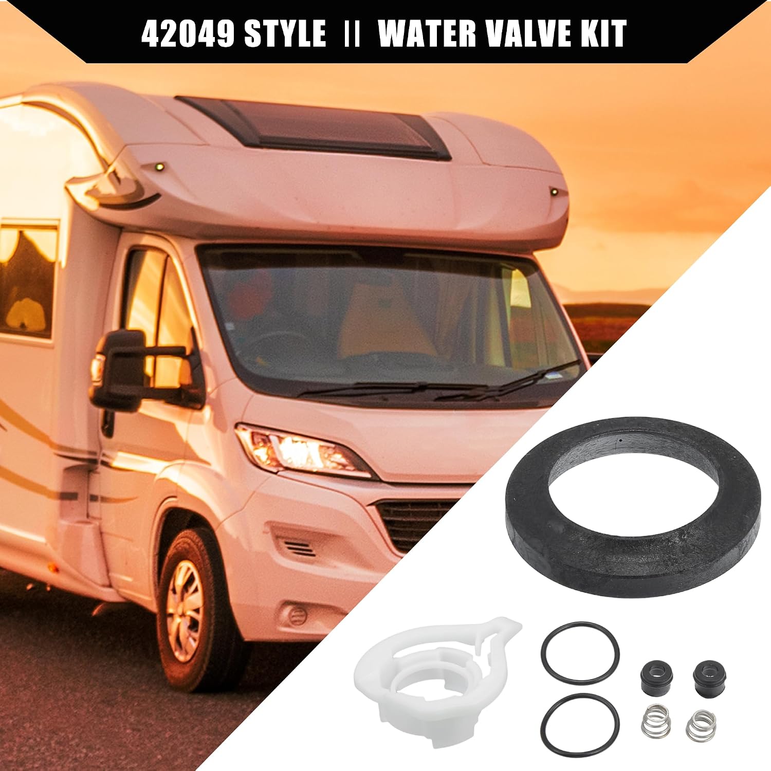42049 Water Valve Style II Kit for Thetford Aqua Magic Style II Permanent Toilets/Leak-Resistant RV Toilet Water Assembly Valve Kit / 1Set