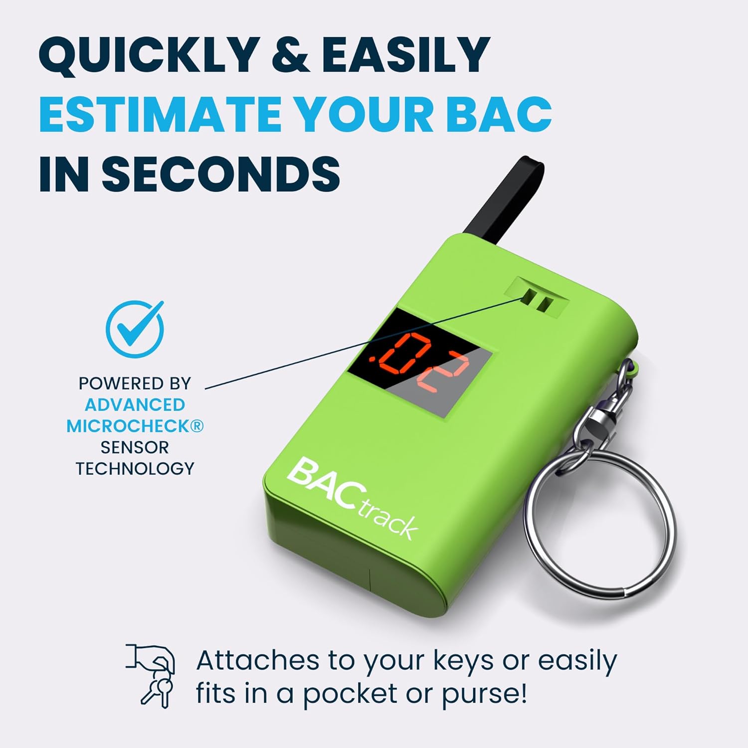 BACtrack Keychain Breathalyzer (Green) and 20 Breathalyzer Mouthpieces Bundle