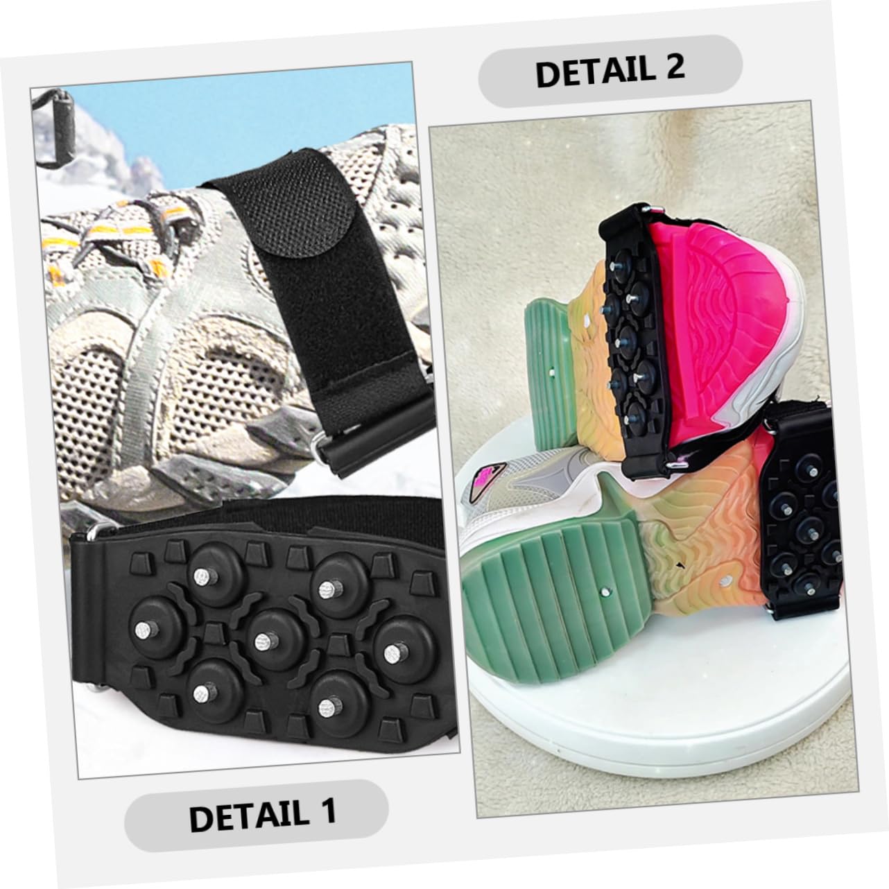 Abaodam Crampons Antidérapants pour Chaussures Couvre Shoes Ajustables avec Dents pour Randonnée et Activités Extérieures Hiver pour Sécurité et Traction Glace et Neige