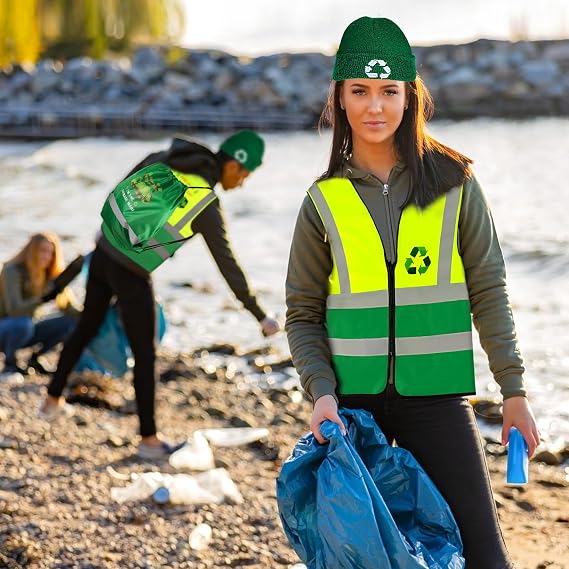 Kyson Garbage Man Costume Waste Management Recycle Trash Costume Accessories Set Sanitation Worker Dress up for Men Women