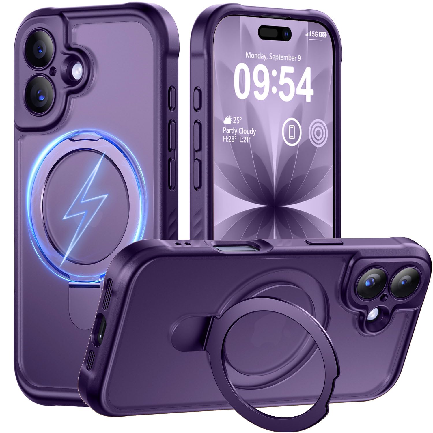 MOCCA Magnetic for iPhone 17 Case with Stand,Deep Purple