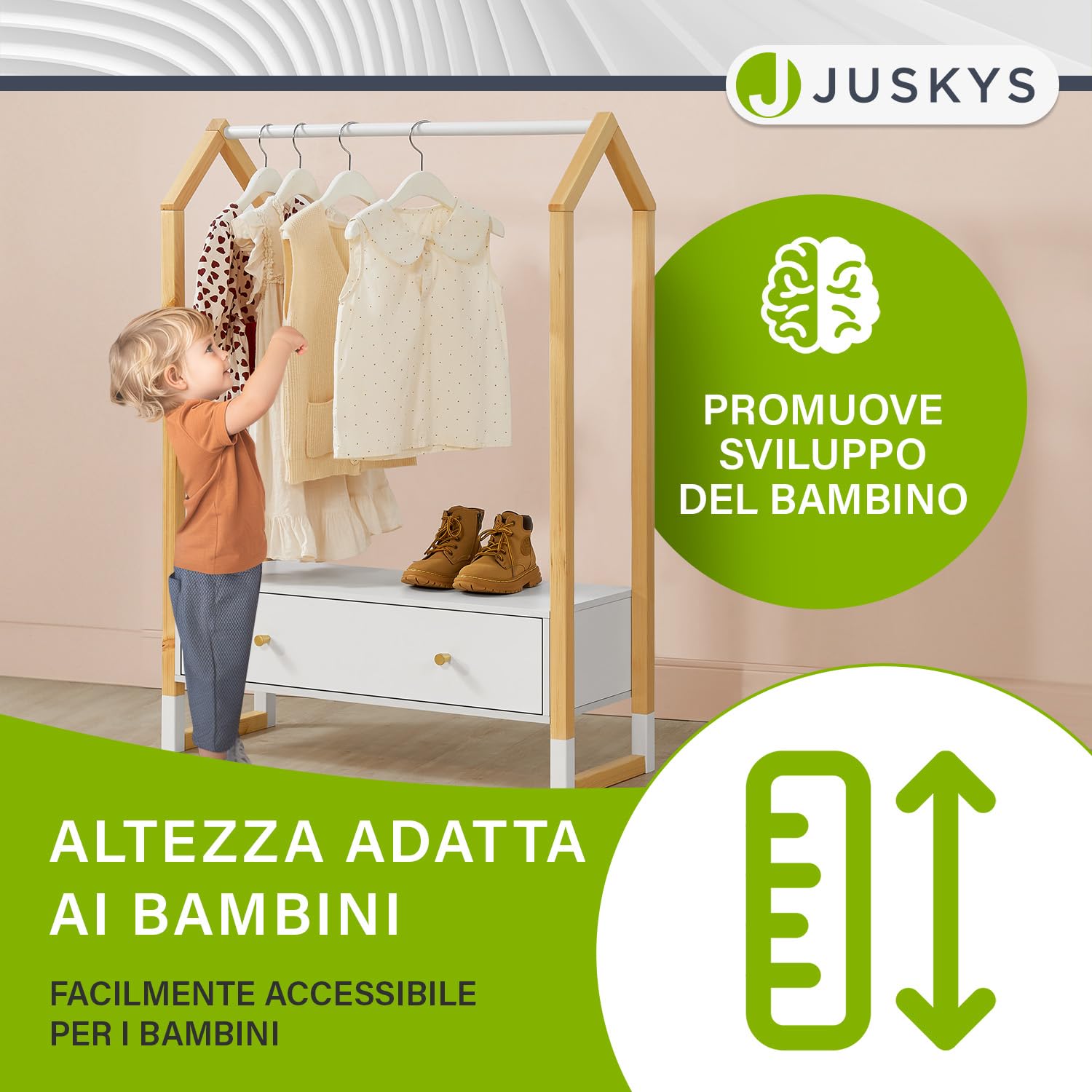 Appendiabiti Bambini In Legno - 20 Pezzi Impilabili Antiscivolo - Per Maglioni, Pantaloni E Vestiti - Foto 7