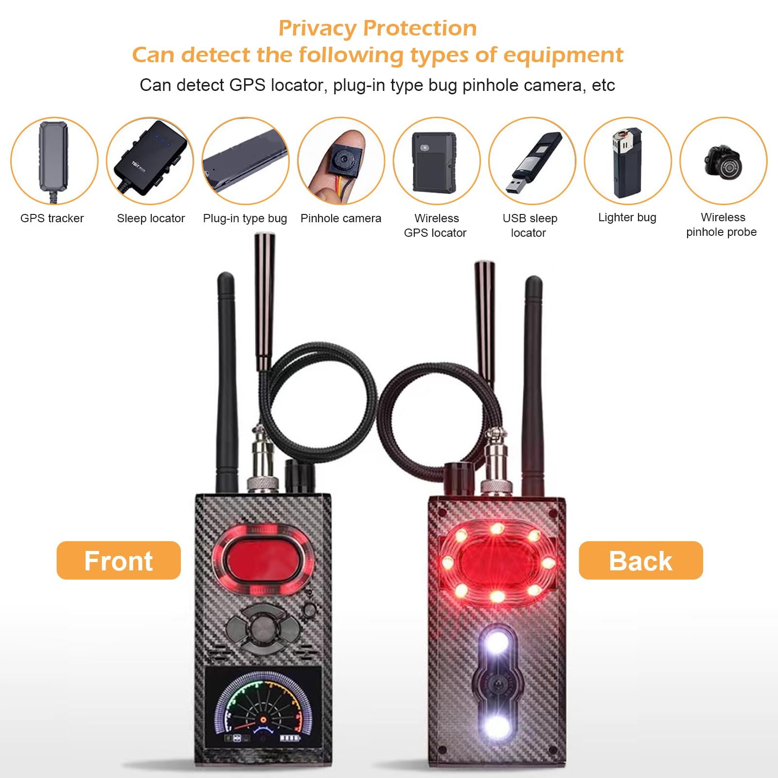 Wanzen Detektor RF Wireless,Wanzendetektor GPS Spy Finder,Versteckte Kamera Detector für GSM Tracker Abhörgeräte Funkkameras Wanzenfinder Infrarot Detector Starke magnetische Detektor
