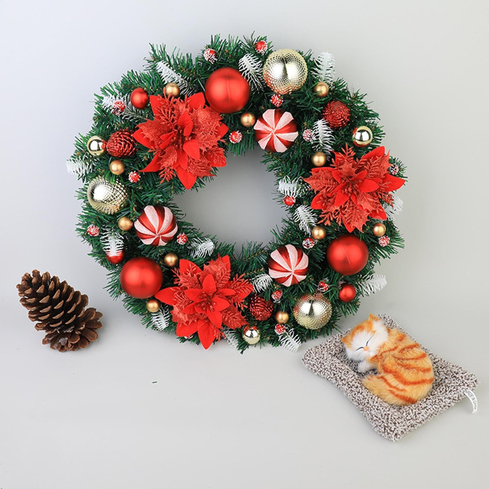 Weihnachtskranz Für Die Tür 40 cm Dekorationskranz mit Blumenkugeln für