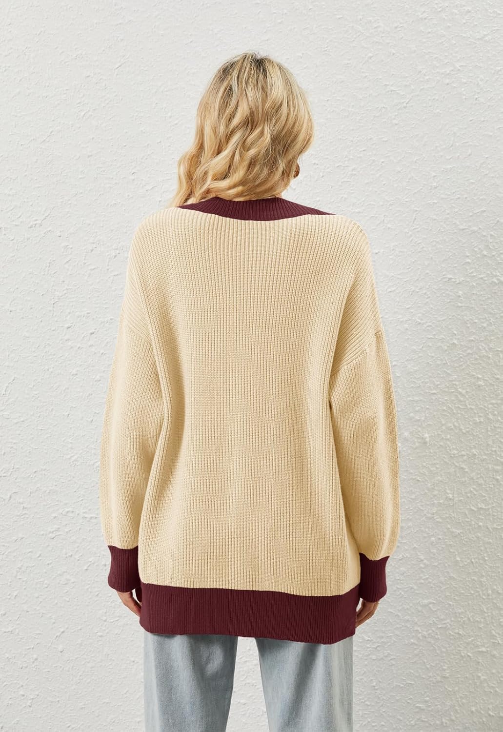 Alaster Queen Women's Striped Sweater Cardigan Fall Open Front Button Down Long Sleeve Knit Color Block Cardigan with Pockets - Image 3