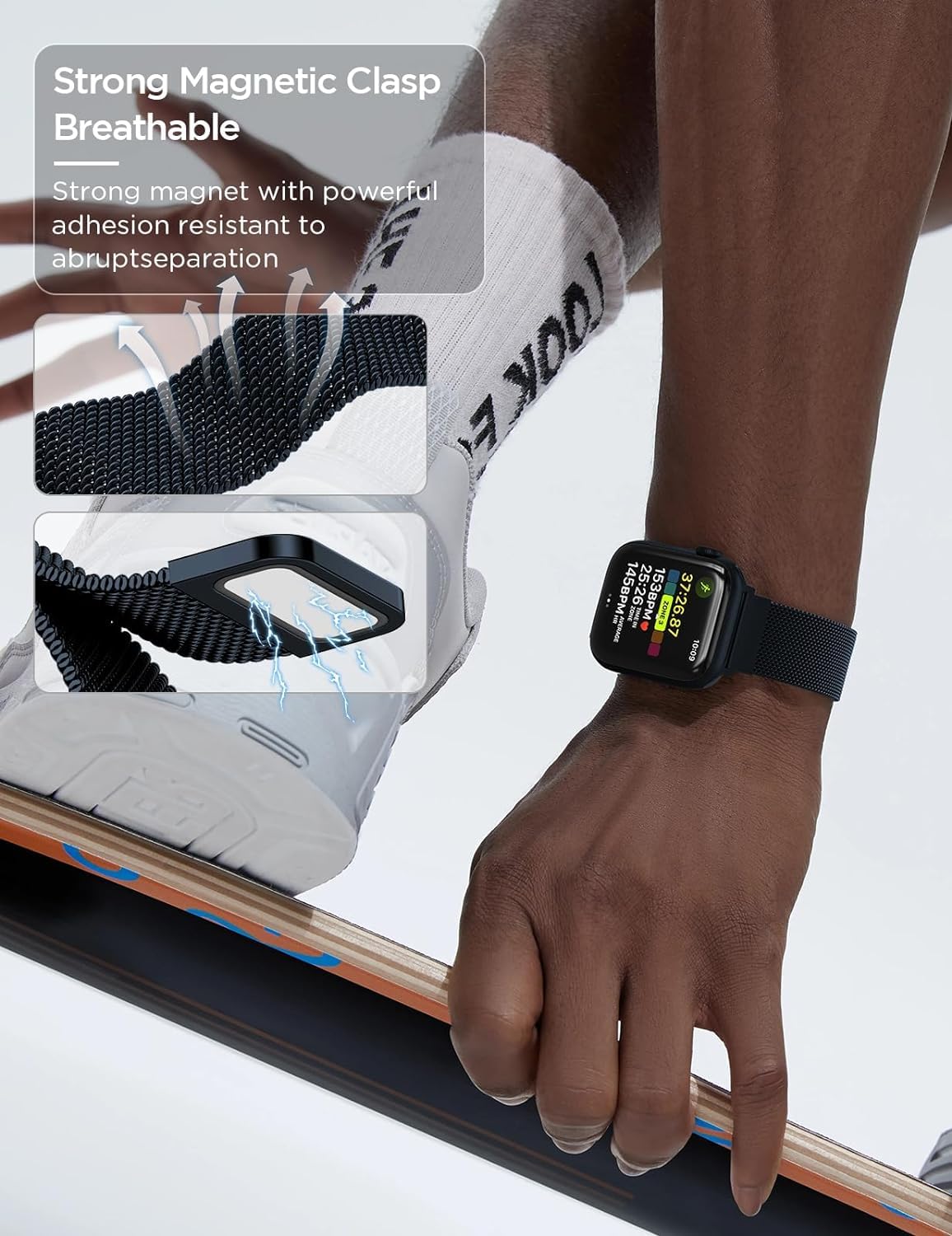 MRAIN-H Loop in Maglia Milanese Brevettato Compatibile con Cinturino Apple Watch 44 mm 40mm 45mm 41 mm 42mm 38mm 49mm 46mm Donna Uomo, Cinturini per iWatch Serie 10 9 8 7 6 5 4 3 SE Ultra 2 1