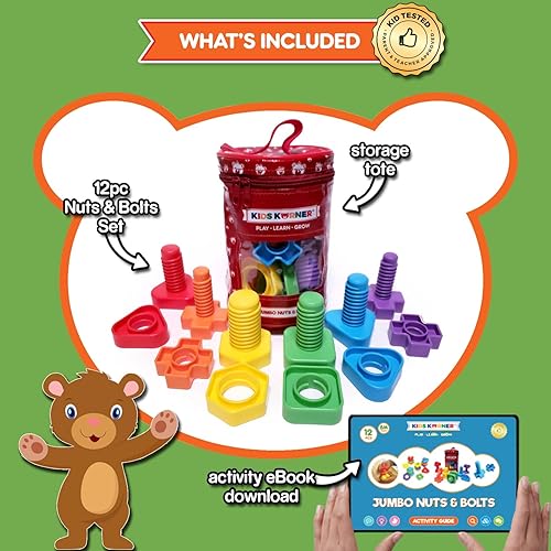 Miniatura 2 de Tuercas y pernos gigantes para niños pequeños juego Montessori de habilidades motoras finas juguetes a juego para niños pequeños y niños pequeños