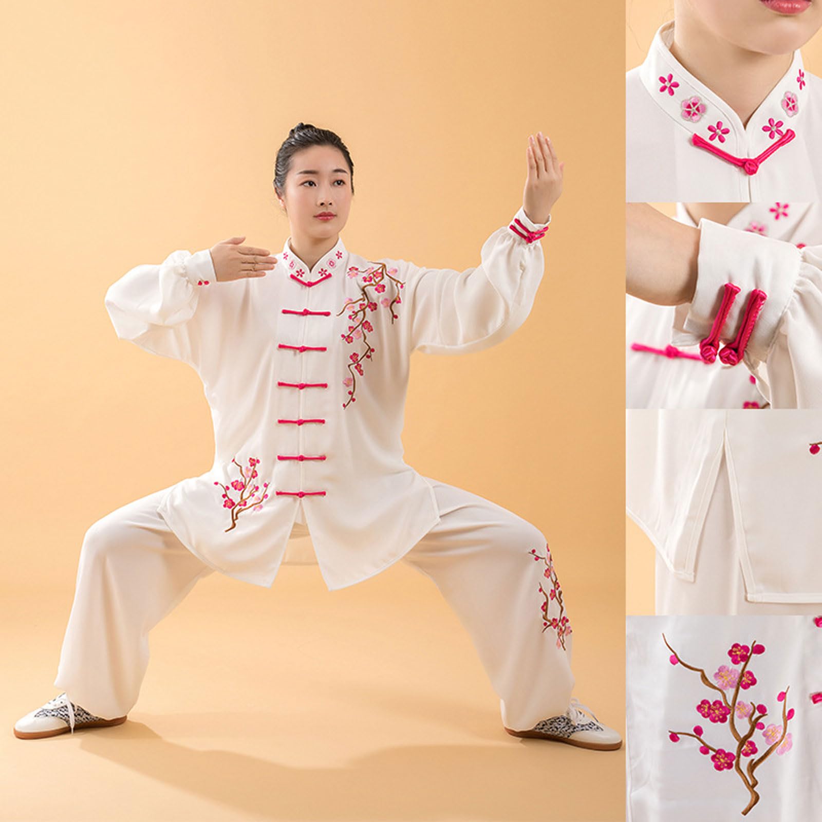Tai Chi Abbigliamento,Tuta da Donna per Arti Marziali,Abbigliamento per Meditazione e Qigong,Uniforme Kung Fu Unisex,Leggero E Confortevole,per Esercizi Mattutini,Tai Chi,Kung Fu