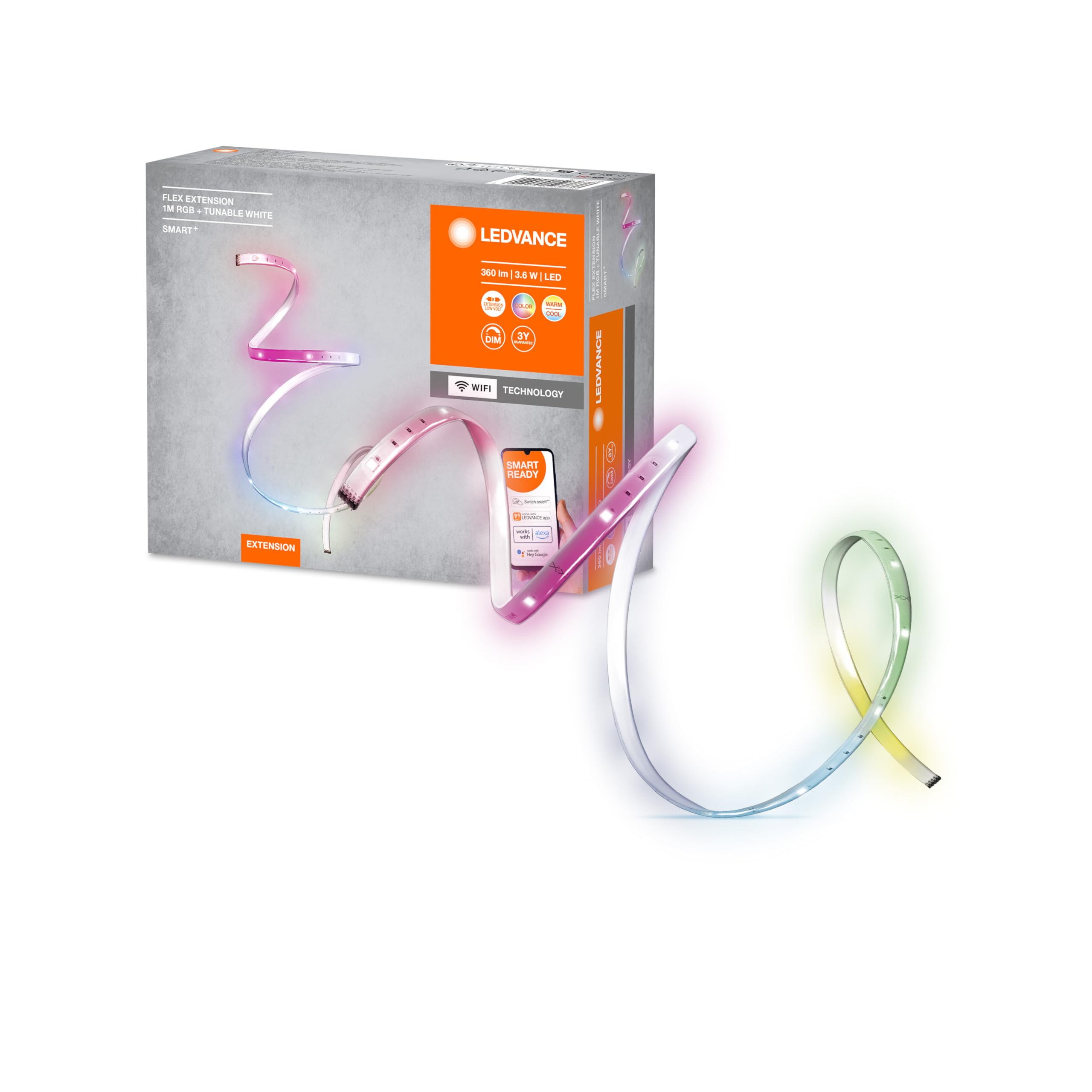 LEDVANCE Smart LED Lightstrip with WiFi Technology for Indoor 1 Meter Extension Kit, Light Color Changeable (2700-6500K)