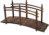 Outsunny 7.5 ft Carbonized Wooden Arch Garden Bridge with Safety Rails for Ponds, Creeks & Streams
