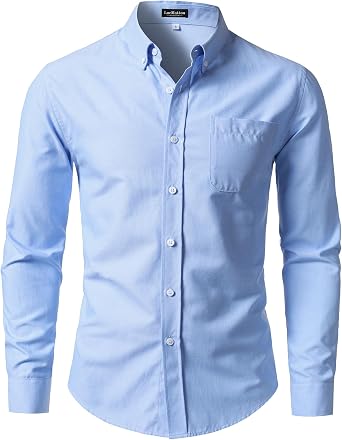 LucMatton Mens Lightweight Oxford Long Sleeve Shirt
