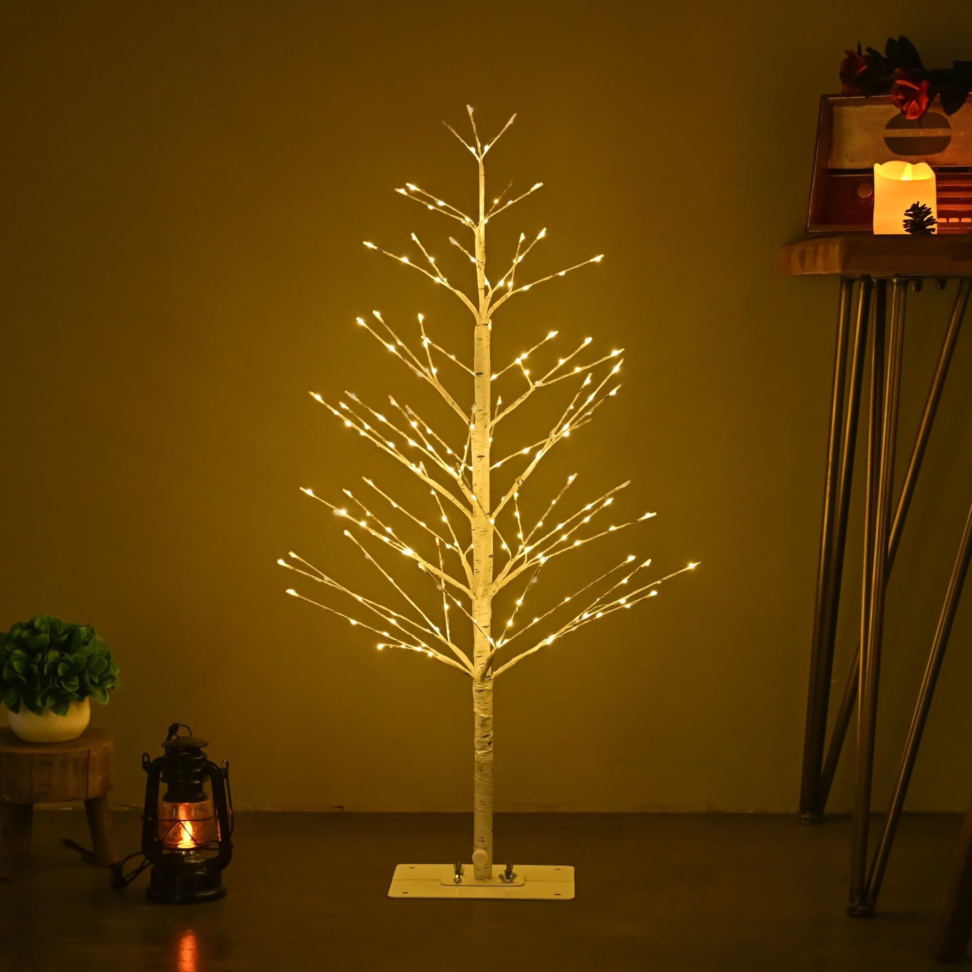 3FT Birch Tree with 219 LED Lights, Artificial Tree IP44 Waterproof Twinkle Light White Christmas Tree for Indoor Outdoor Festival Wedding Party Christmas Decorations(3FT/219LED)