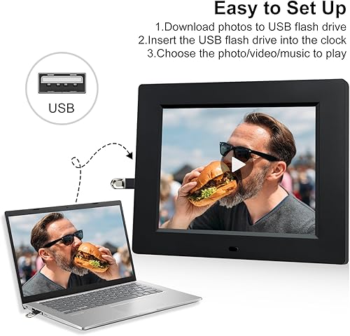Miniatura 7 de TMC Reloj de demencia de 8 pulgadas para personas mayores, gran calendario de atenuación automática con fecha y hora, soporte multiidioma