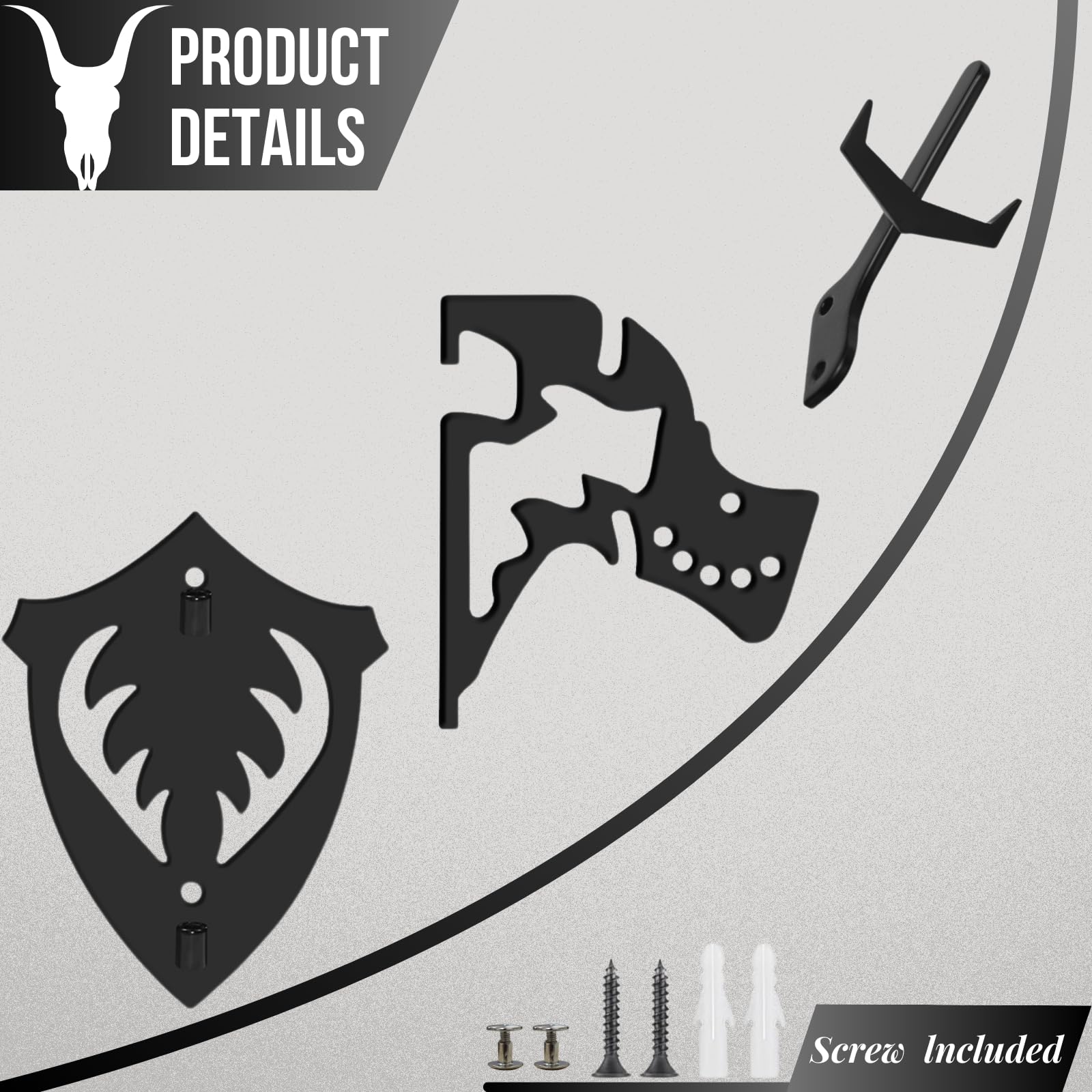 Skull Hooker European Deer Mount Hanger Multi-Angle Adjustable Euro Skull Hook Medium Size With Screws for Hanging Antelope, Cattle, Coyote and Small Game Animals