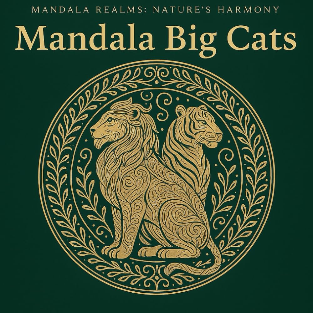 Mandala Big Cats: Majestic Lion & Tiger Mandala Colouring Book for Adults and Teens: Intricate Animal Mandalas for Relaxation, Stress Relief and Creative Mindfulness (Mandala Realms)