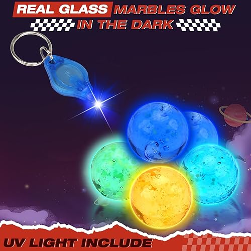 Miniatura 2 de WTOR Juego de 216 piezas de canicas con 12 canicas de vidrio que brillan en la oscuridad, juego de laberinto de mármol, juguete de construcción para