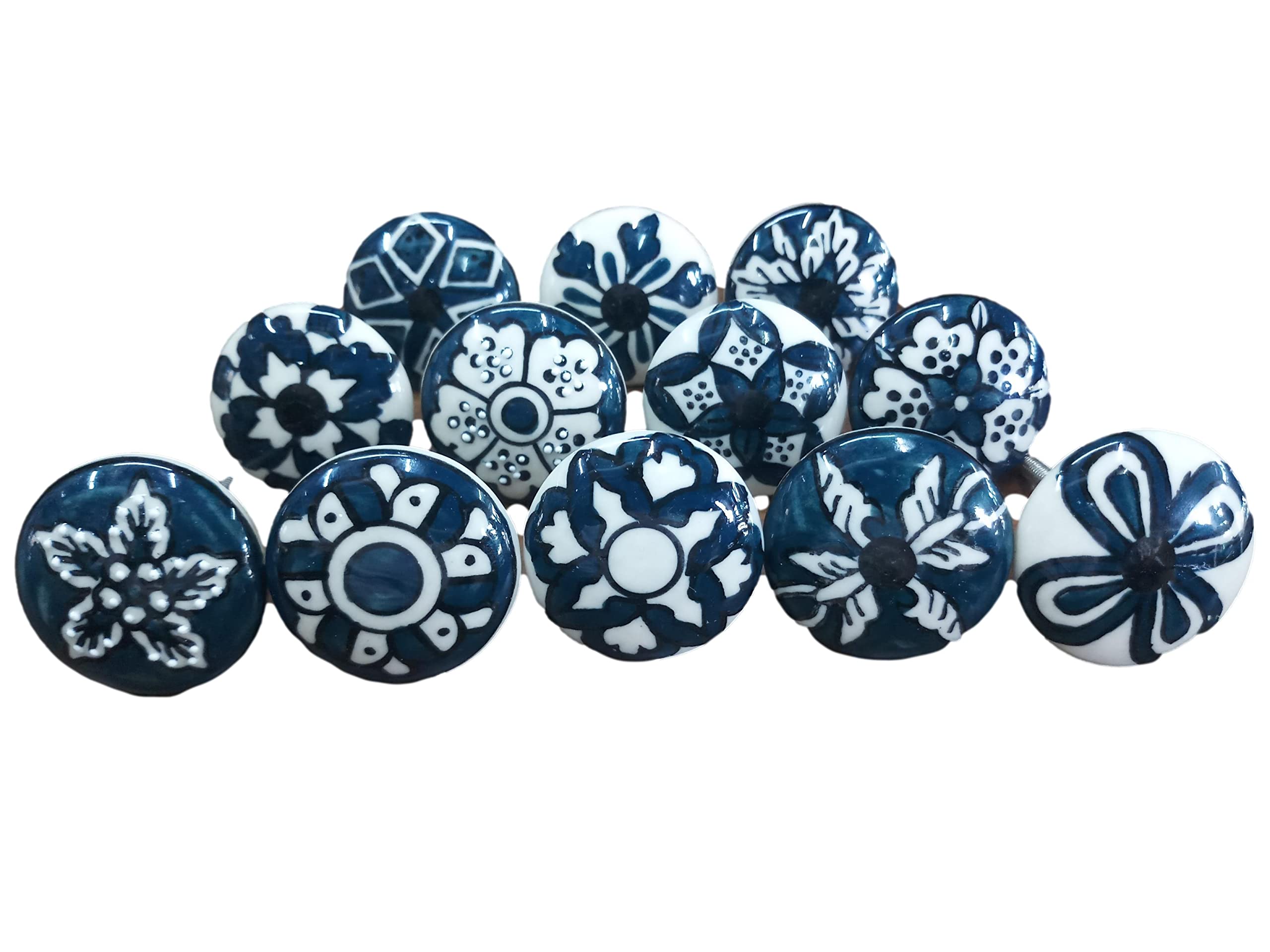 Set of 12 X Mix Vintage Look Bottle Green Dark Green Ornate Green Ceramic Knobs Door Handle Cabinet Drawer Cupboard Pull