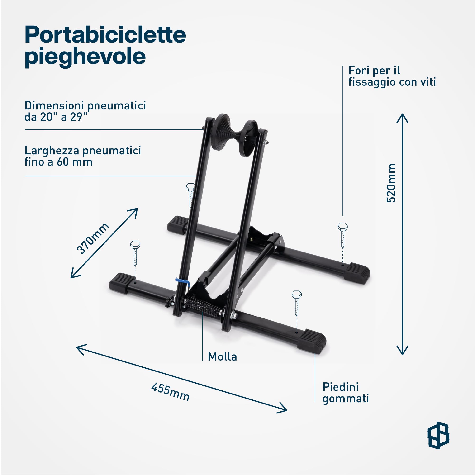 Cavalletto per Bici da Terra per Bici Fino a 29" Pollici | Cavalletto per Ruota Anteriore e Posteriore incl. Montaggio a Terra | Stanley Stand di BikeBroz