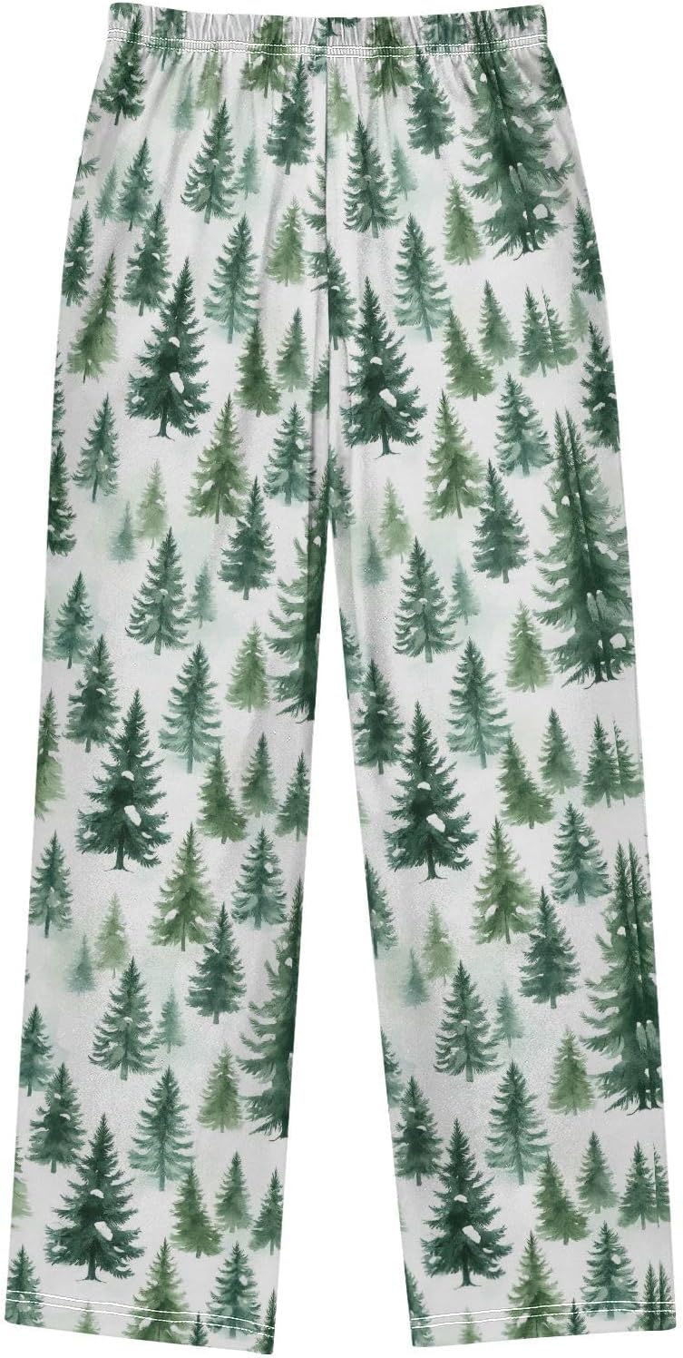 Pfrewn Christmas Winter Pajama Pants Merry Christmas Soft PJs Long Sleep Lounge Bottoms 6-14 Years