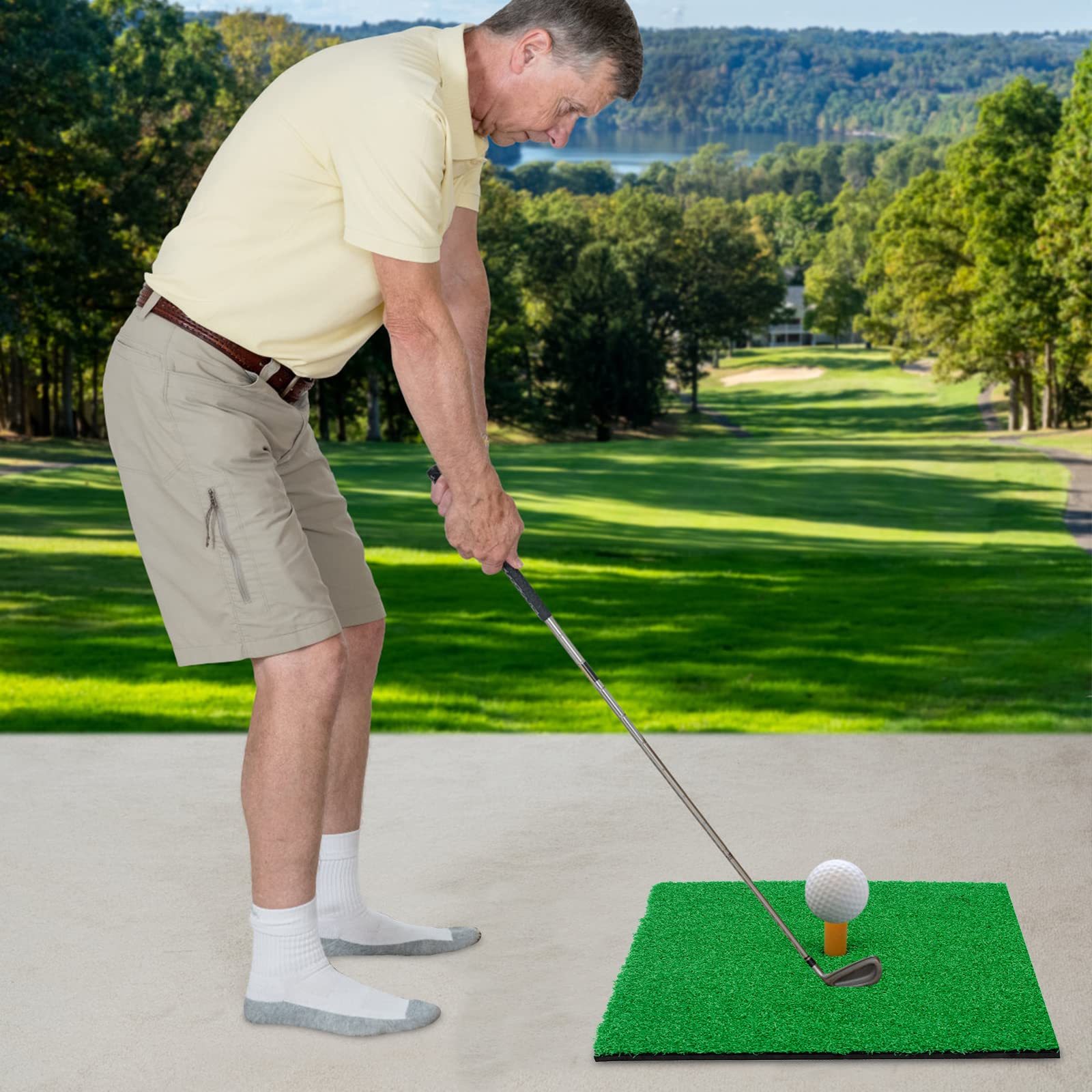 Esterilla de golf de 30 x 30 cm, alfombrilla de golf para interior y exterior, portátil, incluye para entrenamiento de putting (hierba corta)