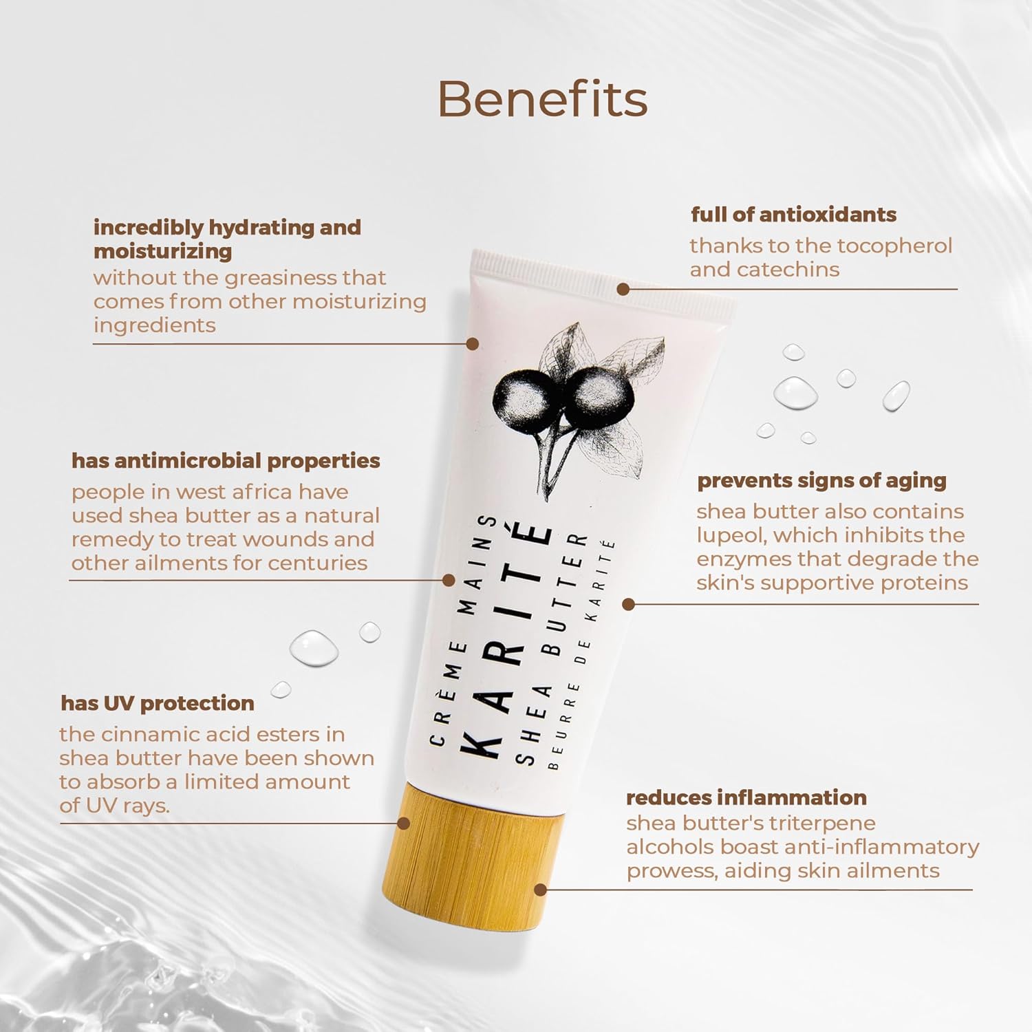 Karité Shea Butter Hand Cream - Raw Organic Shea Butter for Dry Cracked Hands - Intense Moisturizing Hand Lotion with Jojoba & Rosehip Oil - Hypoallergenic & Dermatologist Approved