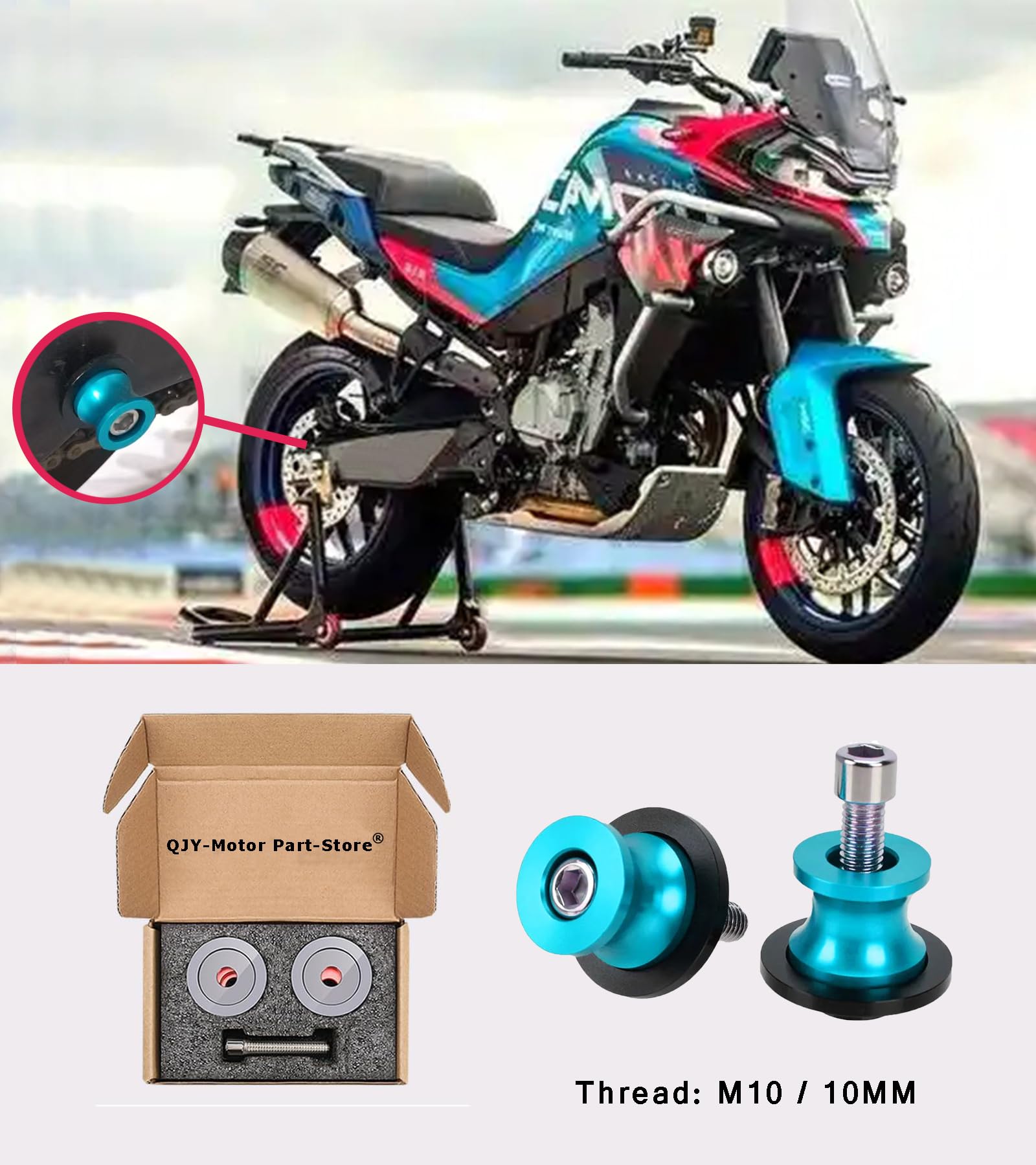 Moto M10 x 1.25 Diabolos 10MM Bobines pour CFMOTO 450NK 450SS 450SR 450MT 650MT 800MT 700CL-X 250SR 300NK - Bleu