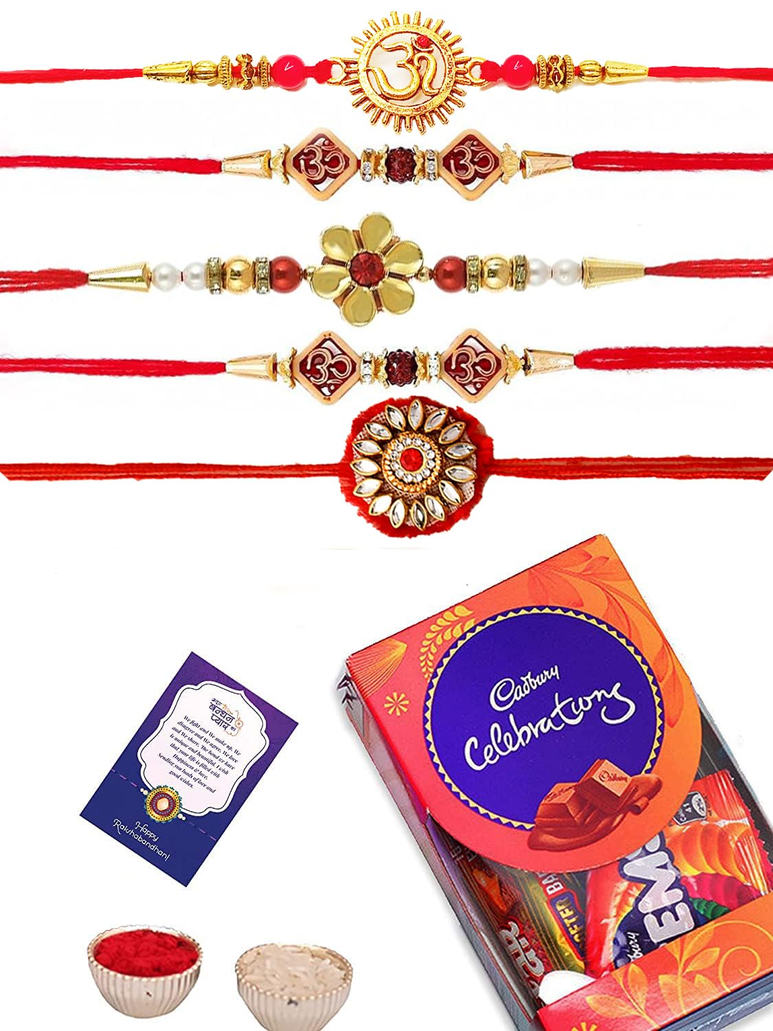 Rakhi Set of 5 with Chocolate | Rakhi for Brother Combo with Gift, Rakhi Gift for Brother Rakhi with Chocolate For Bhai Bhabhi Kids, Rakshabandhan Gifts for Brother with Rakhi Rakhi Set of 5 with Greeting Card, Tilak Set (B09CMT3SYY) Amazon Price History, Amazon Price Tracker