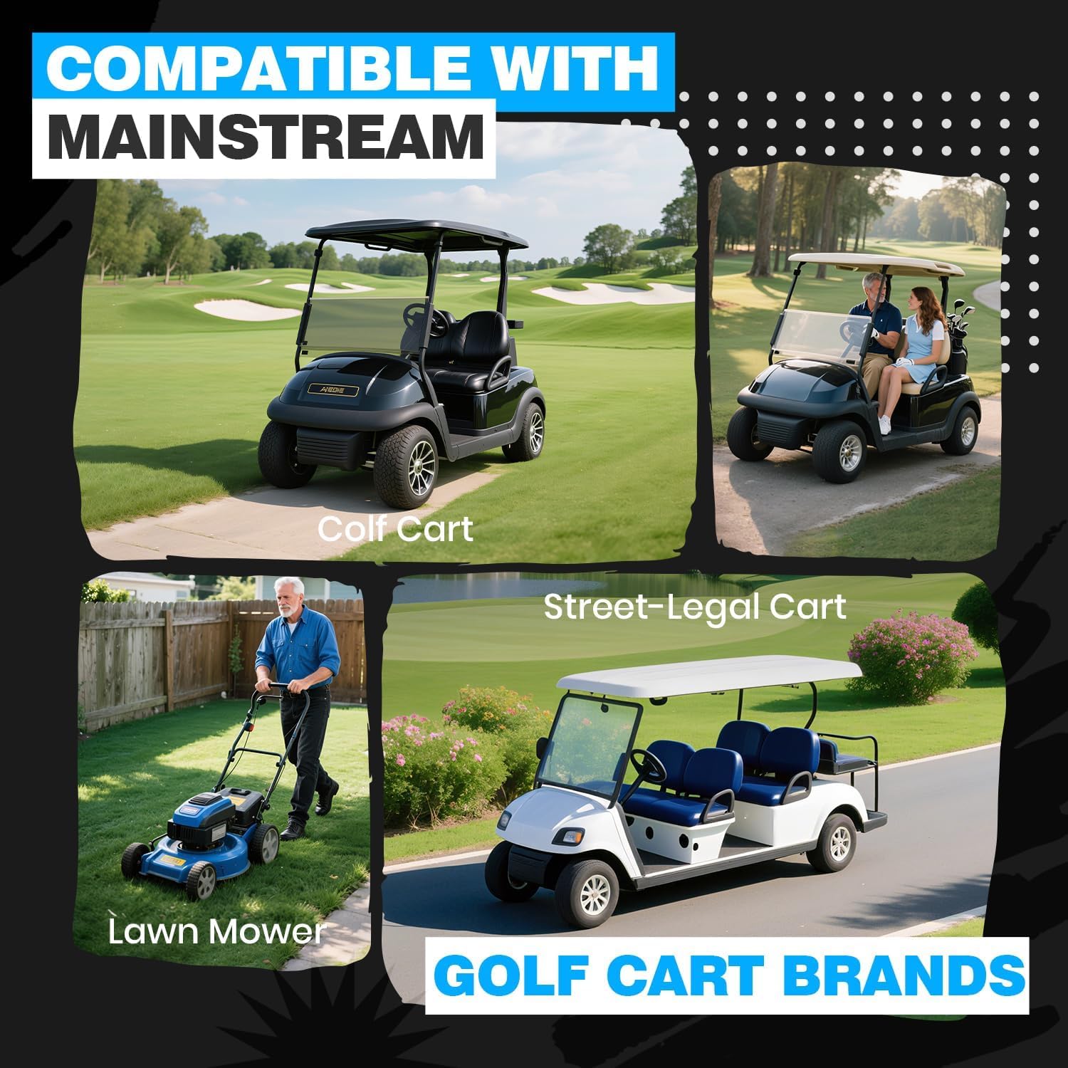 VATRER POWER Batería LiFePO4 51.2V 105Ah para Carrito de Golf | App Bluetooth · BMS inteligente de 200 A · Compatible con Club Car, EZGO, Yamaha, Garia, Melex e Italcar