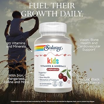 SOLARAY Children's Vitamins & Minerals Complete, Black Cherry (120 Chews, 60 Serv)