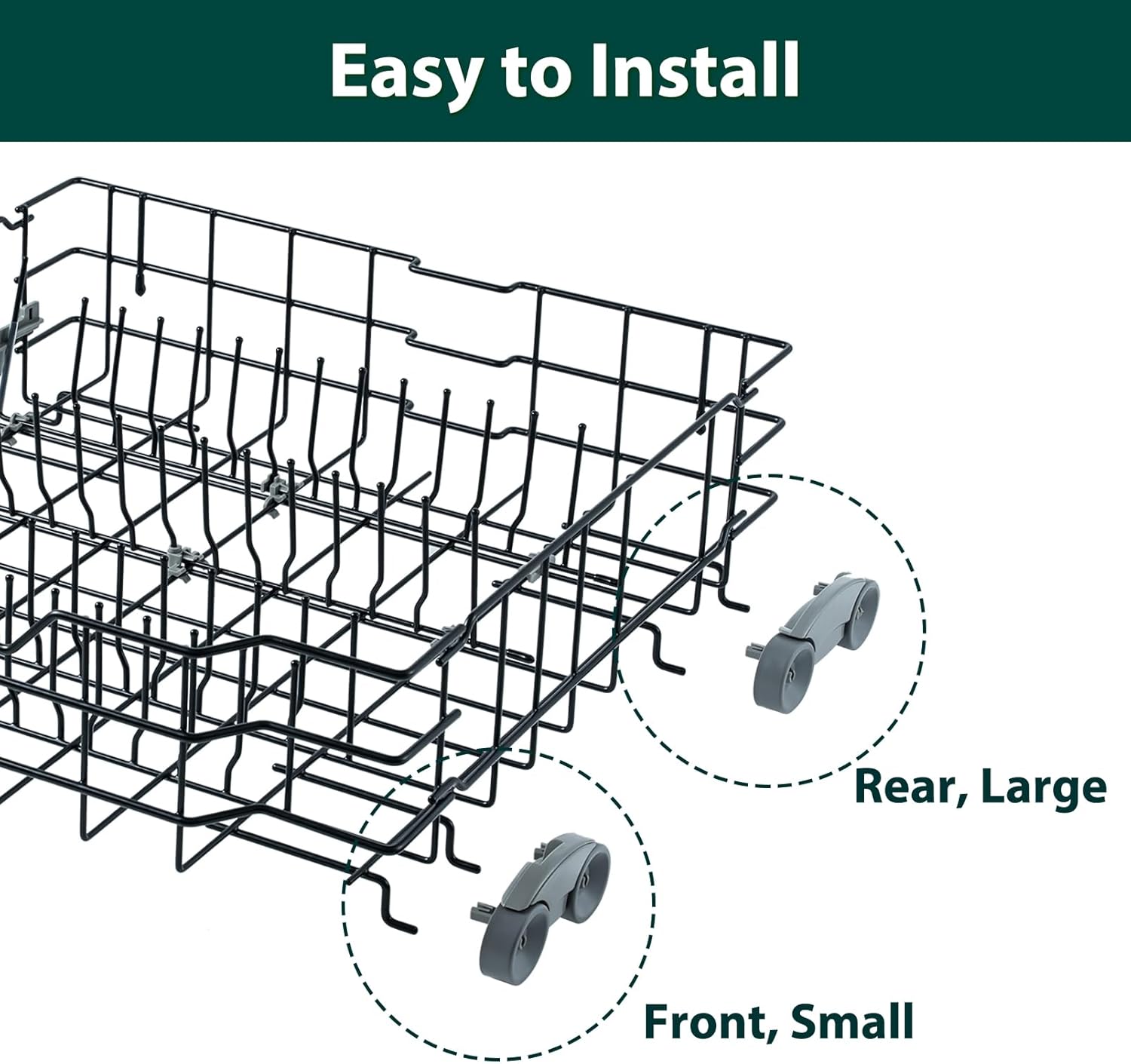 WD35X21041 Dishwasher Lower Rack Wheels Replacement Parts for GE Dishwasher Roller Kit Bottom Rack Wheels GE Profile Triton XL Monogram Cafe Dishrack Lower Roller Axles Stud Wheel Assembly 4 Pcs