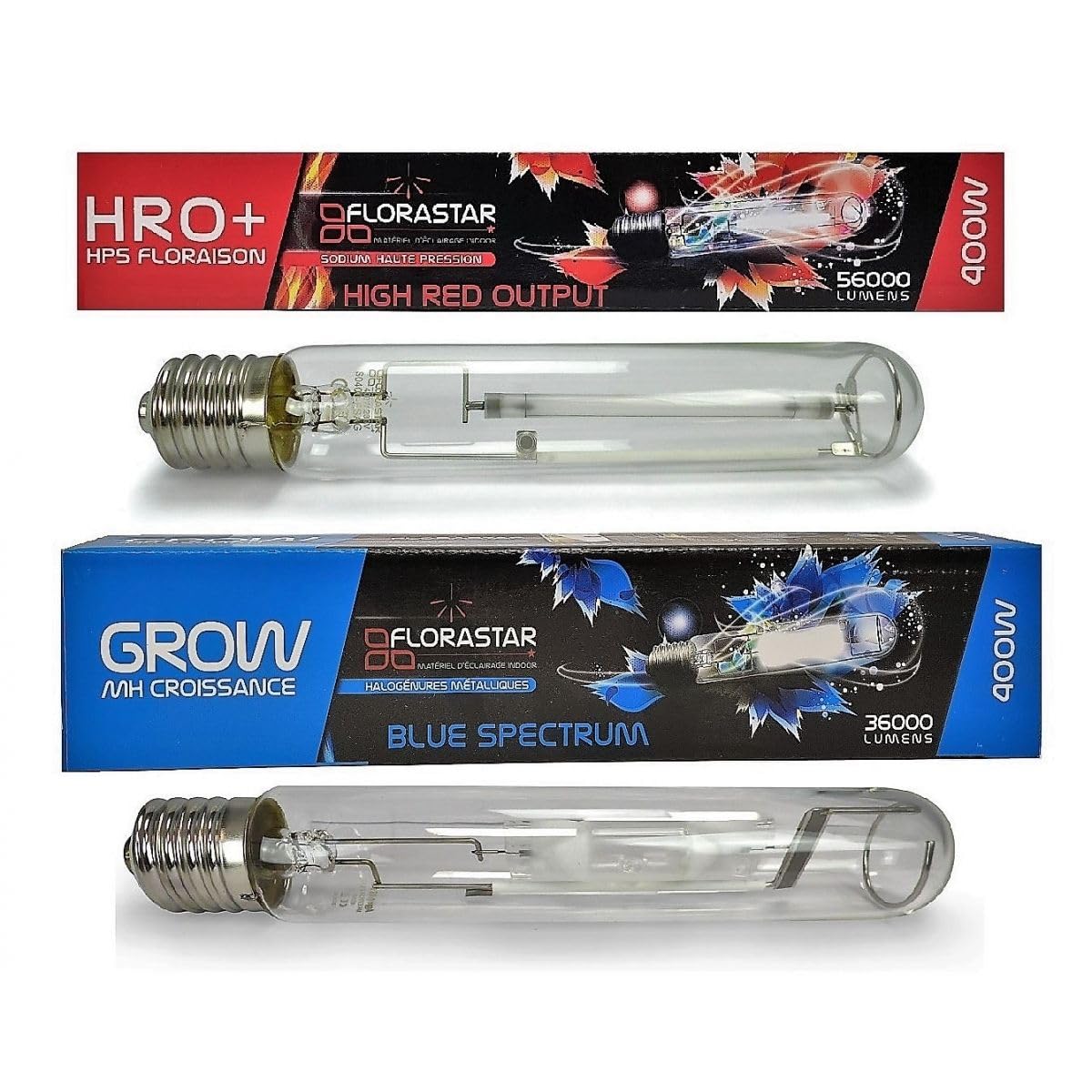 Pack 2 Ampoules Horticoles 400W – MH 6000K Croissance & HPS 2000K Floraison – Culot E40
