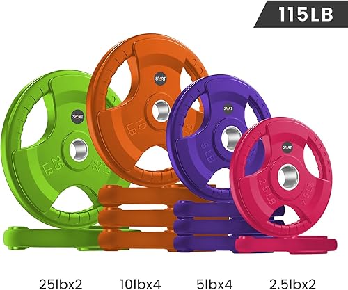 Miniatura 2 de SPART Placa de agarre olímpica con revestimiento de goma de color de 2 pulgadas en pares o individual para entrenamiento de fuerza, levantamiento de