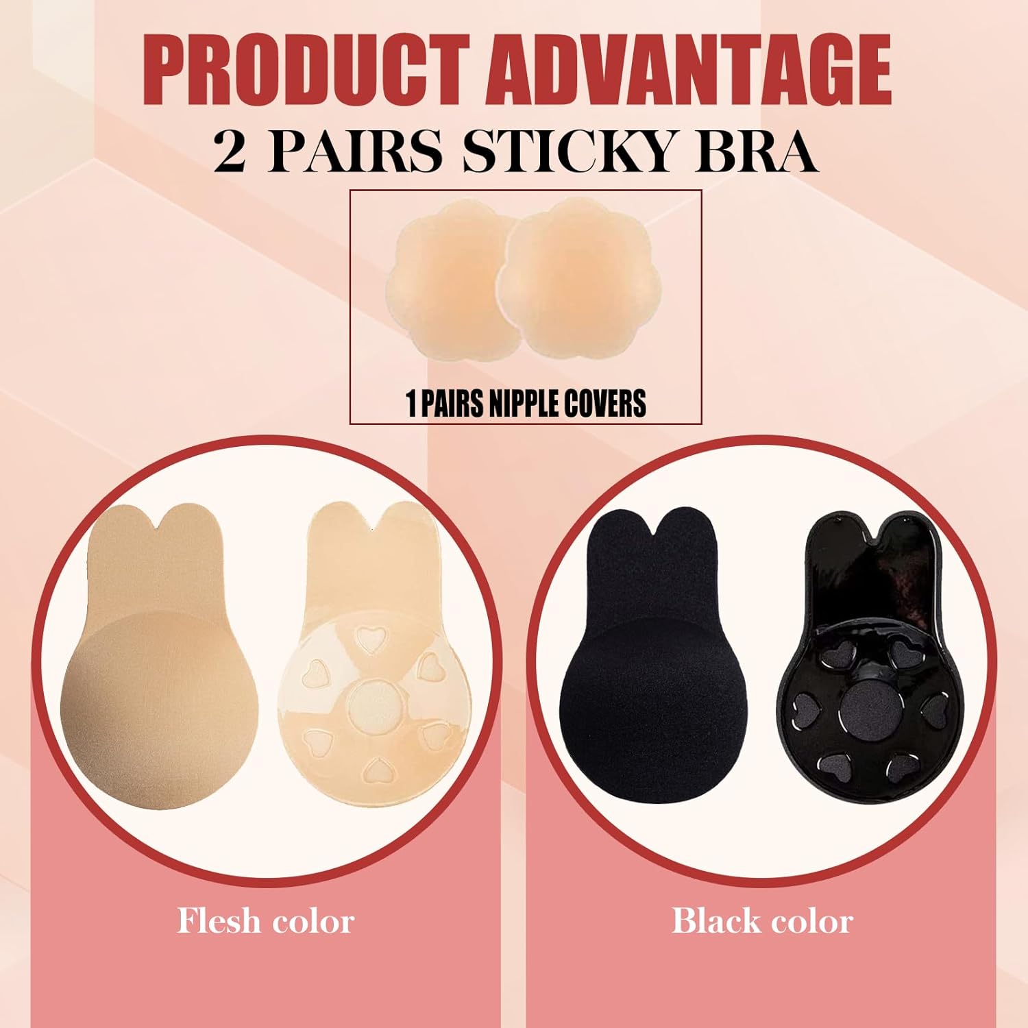 2 Pieces Strapless Sticky Push-Up Bra for Women,Adhesive Invisible Backless Nipple Covers - Image 4