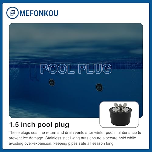 Miniatura 4 de Tapones de invierno para piscina de 1.5 pulgadas con tornillo SS y tornillos de acero inoxidable, goma resistente para piscinas enterradas y sobre