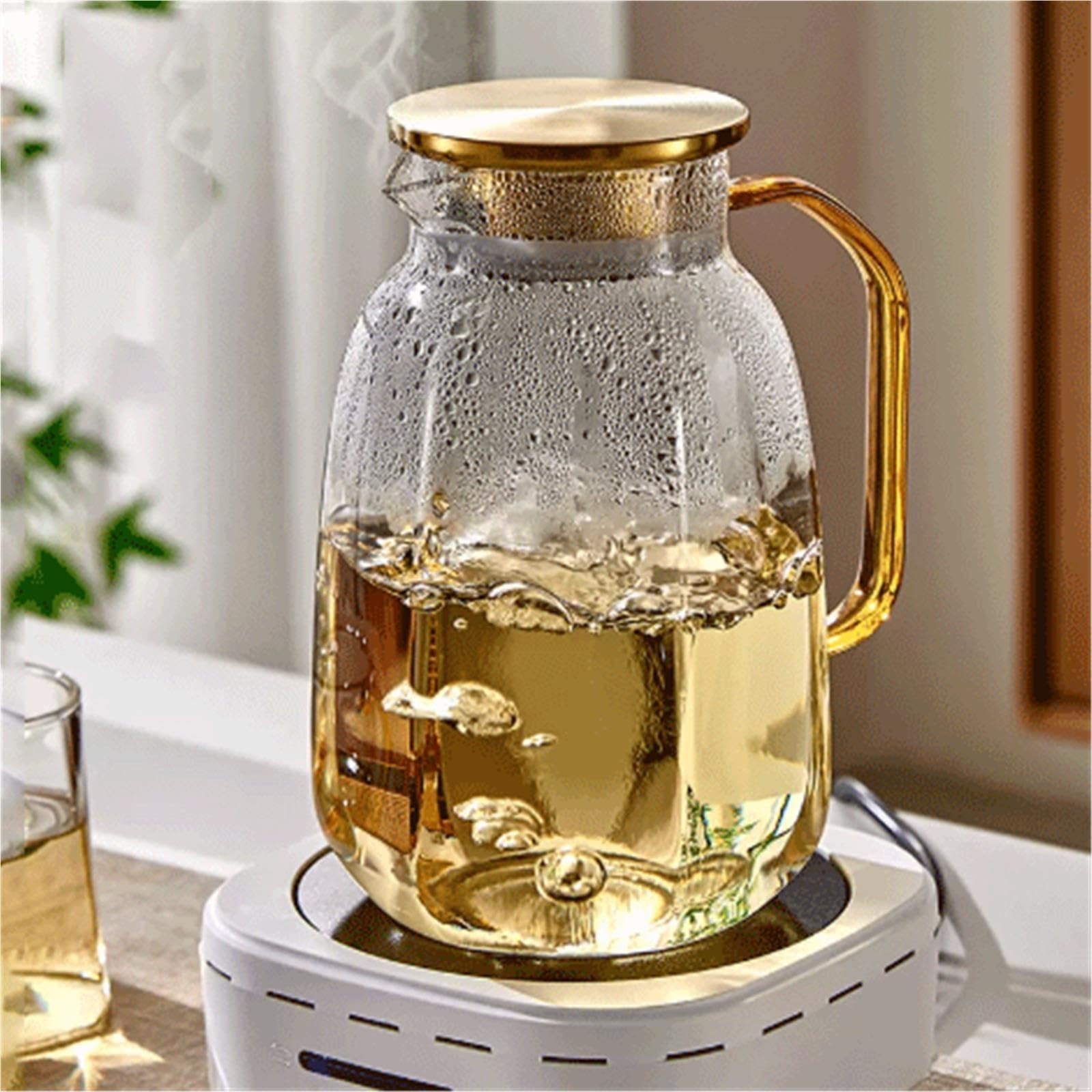 Pichet d'eau en verre hexagonal for usage domestique Carafe d'eau(Moyen)