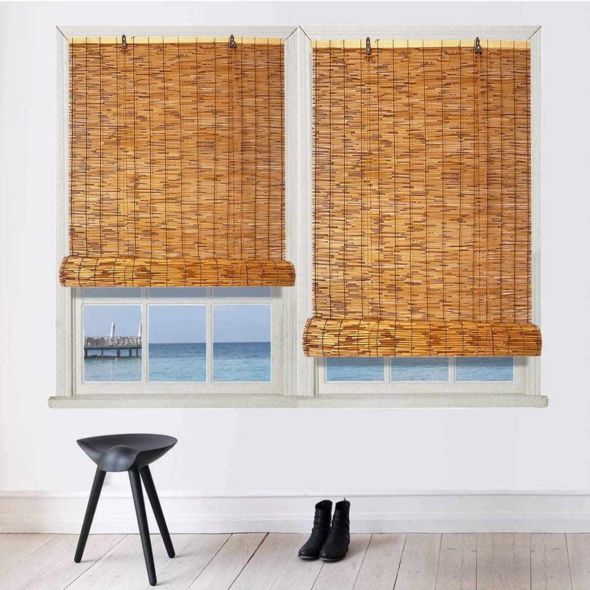 Store en Bambou, Store intérieur/extérieur en Bambou pour fenêtre Enroulable, Rideau en Bambou tissé à la Main, carbonisation Facile à Installer, Taille Personnalisable. (Size : W110xH190cm/43x75in)