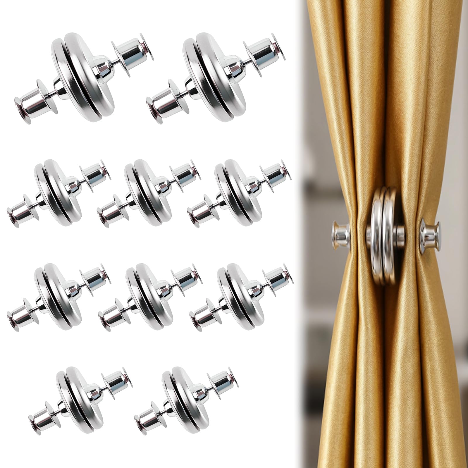 Photo 1 of 10Pairs Curtain Magnets - Curtain Magnets Closure - Magnetic Curtain Clips for Indoor Outdoor Curtains Prevent Light Leaking - Keep Curtain Closed, Light-Blocking,Versatile for Home, Office, Travel