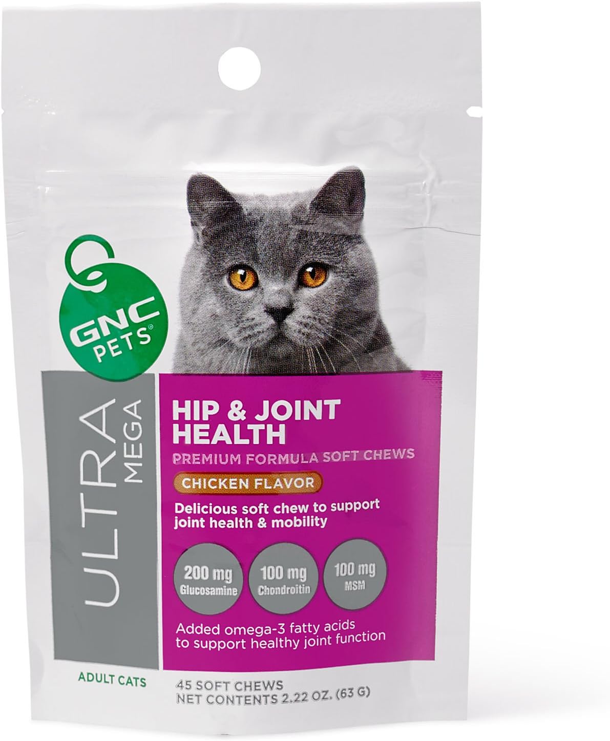 Hip & Joint Health Premium Soft Chews For Adult Cats - 45 count Yummy Chicken Flavor