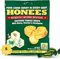 Vista 9 de Honees Gotas rellenas para la tos de mentol, miel, mentol y eucalipto, alivio natural del dolor de garganta, nada artificial, pastillas