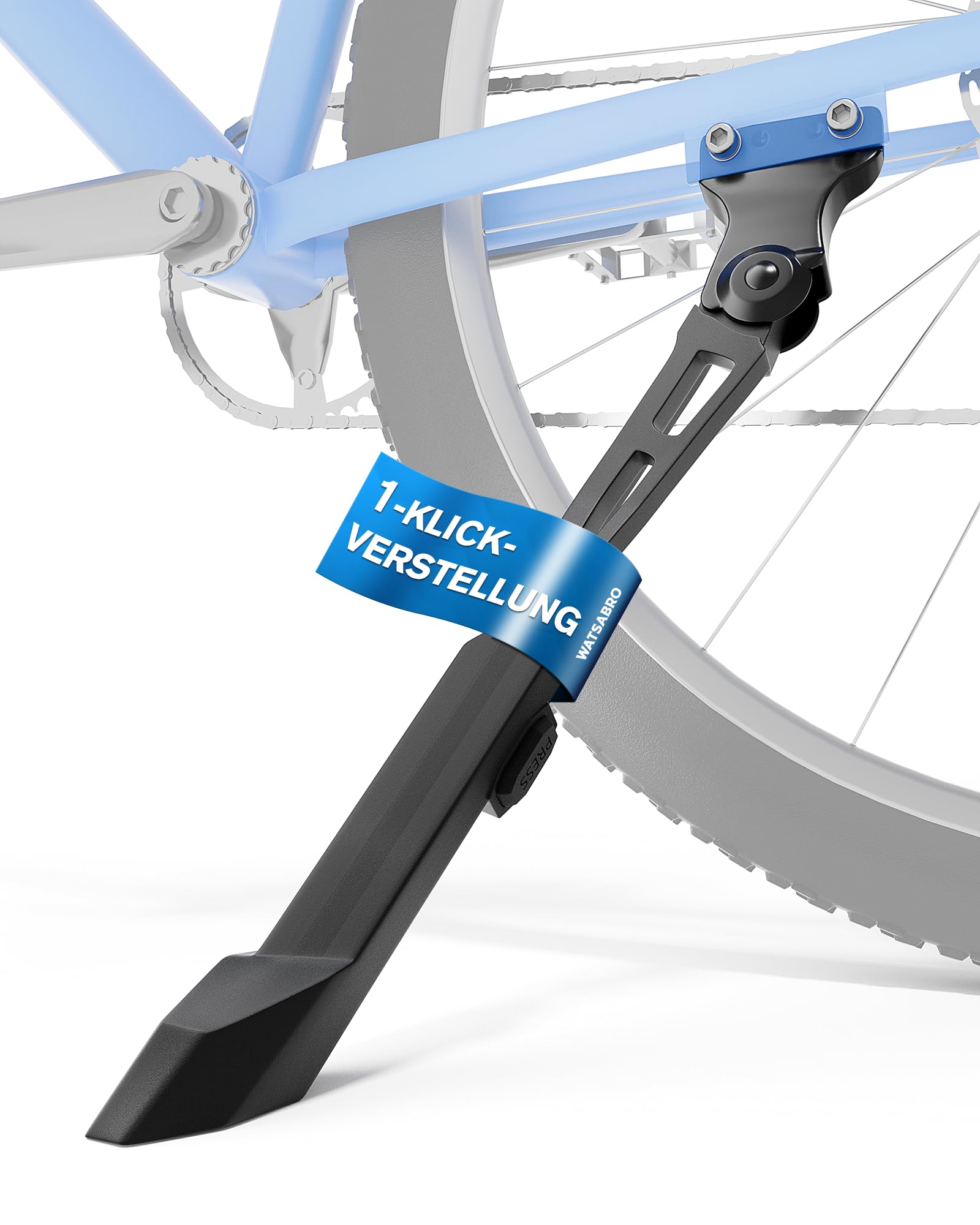 WATSABRO Bike Kickstand 24-29 Inch - Quick Height Adjustable Side Stand, 40mm Hole Spacing, Aluminum Alloy Rear Mount Kickstand for E-Bikes, MTB, City Bikes (45 kg)