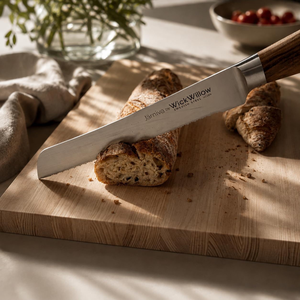 WICKWILLOW Bread Knife - Swedish Steel & Olive Wood -5 WICKWILLOW Bread Knife - Swedish Steel & Olive Wood -5