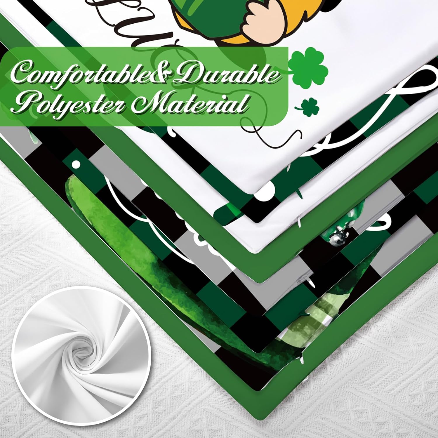 Mixweer Set of 8 St Patrick's Day Pillow Covers 18 x 18 Inch Lucky Charm Shamrock Truck Green Throw Pillow Covers Decorations Case for Sofa Couch Home - Image 7