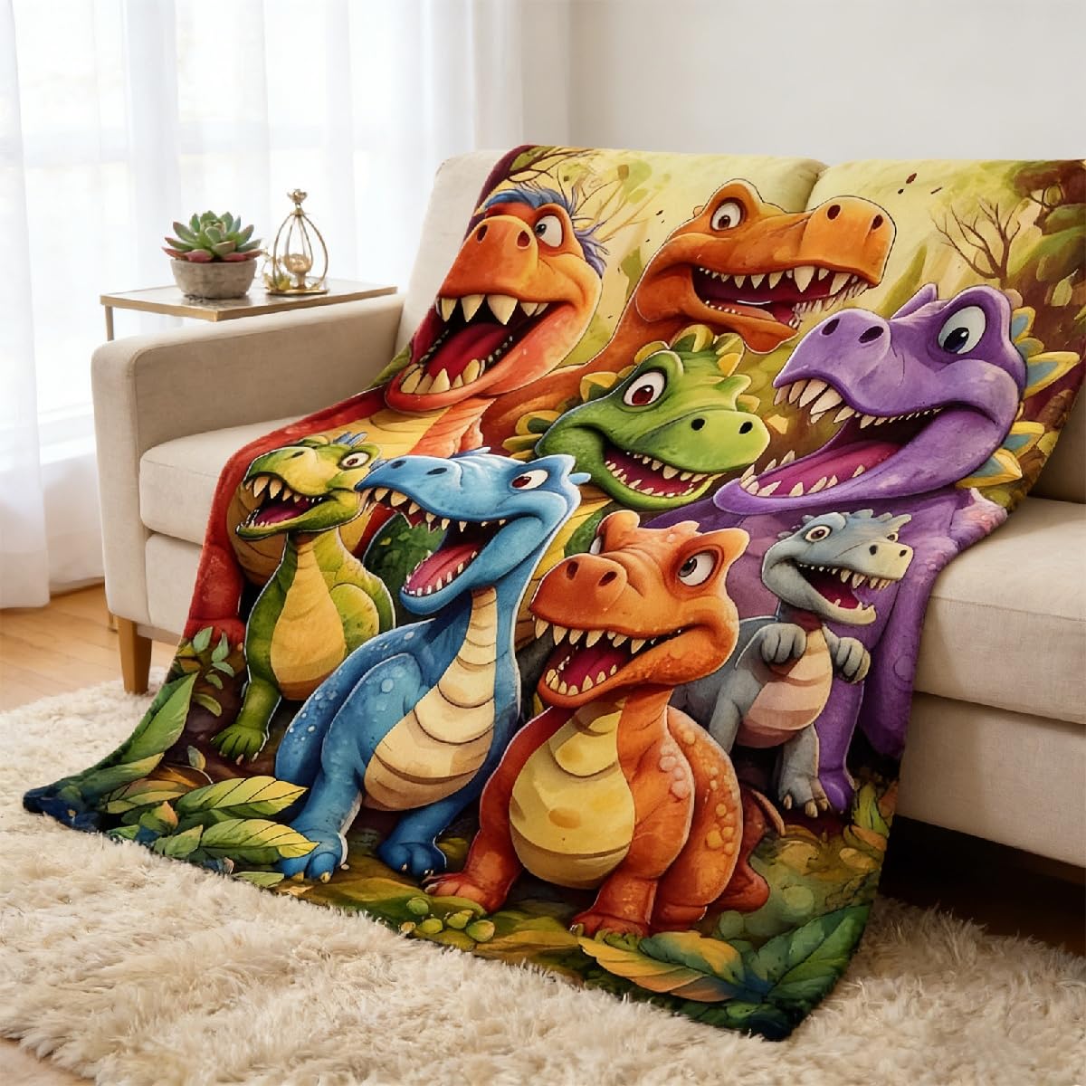 Manta de dinosaurio de 150 x 130 cm, manta supersuave para niños, niños, niñas, manta de vellón para niños, manta grande y acogedora como regalo para cama, sofá, sofá