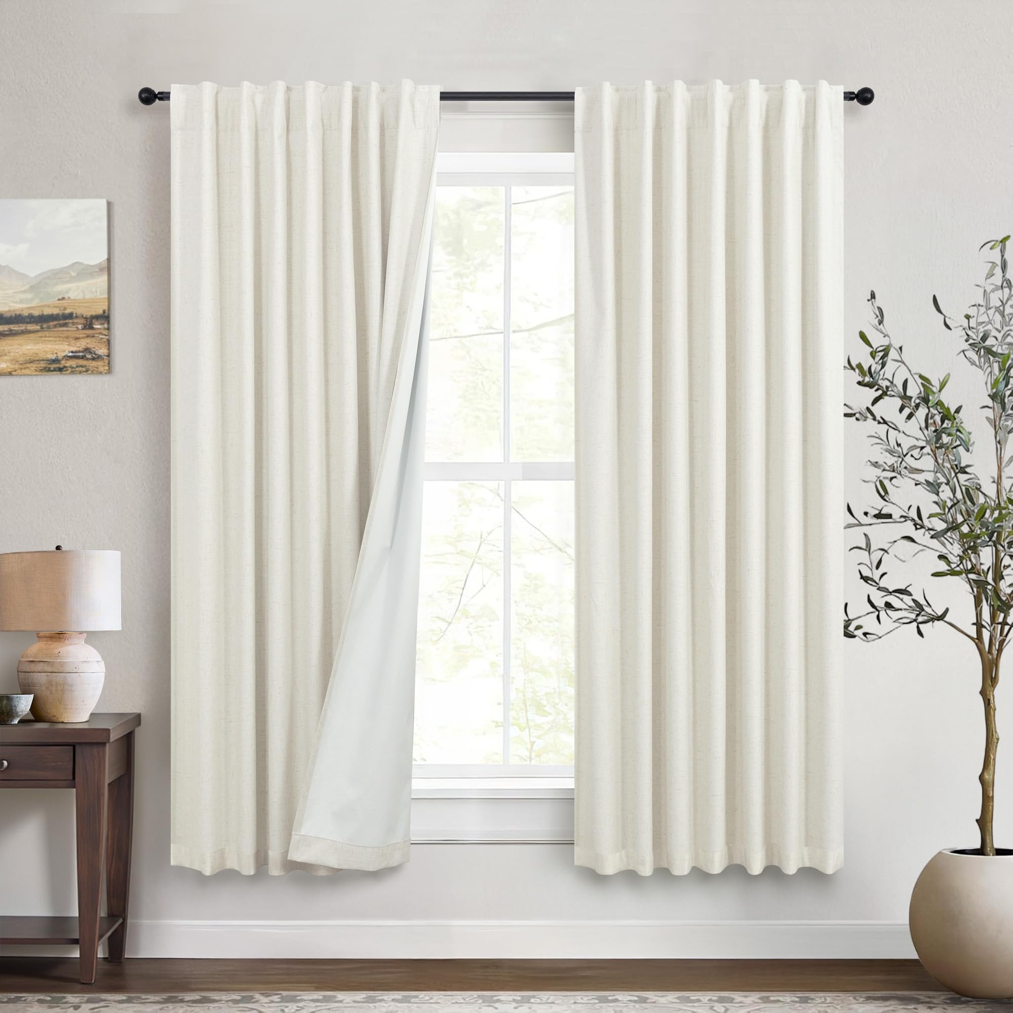 DANCURTON Linen Blackout Curtains (58')