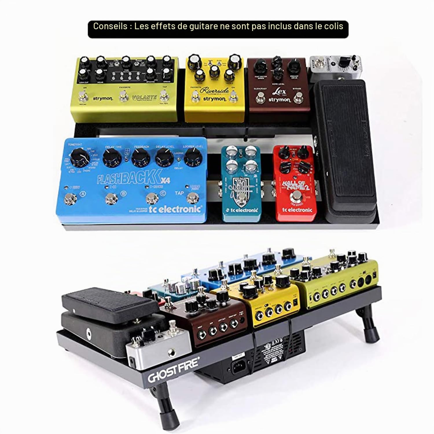 Ghost Fire Pedalboard Guitare, Pédalier de guitare en alliage d'aluminium, 0,8 kg Super Light Effect Pedal board 50 x 30 cm avec sac de transport, SPL-04