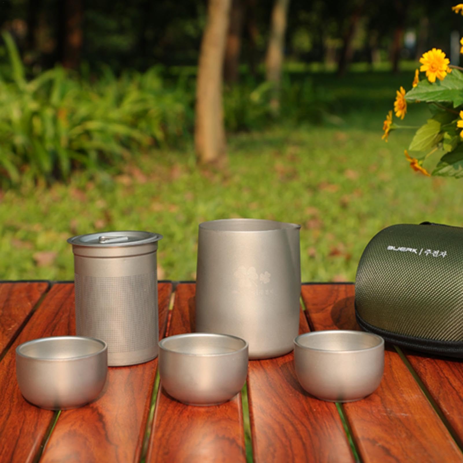Hervidor de agua de camping, juego de hervidor de agua de acero inoxidable