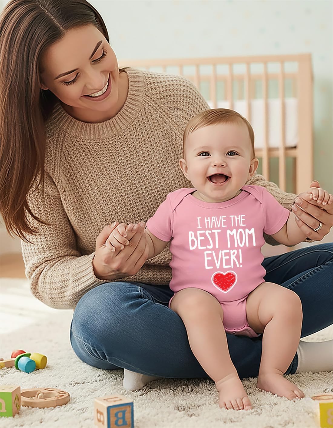Tstars I Have the Best Mom Ever Baby Bodysuit - Cute Infant Outfit Gift for Baby Shower or First Mother's Day
