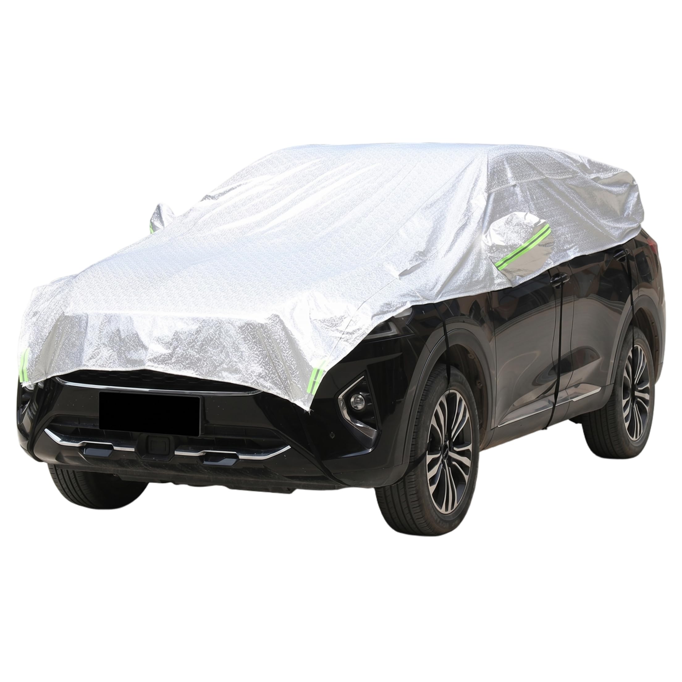 Demi-bâche de voiture isolante en aluminium pour stationnement au soleil - 8