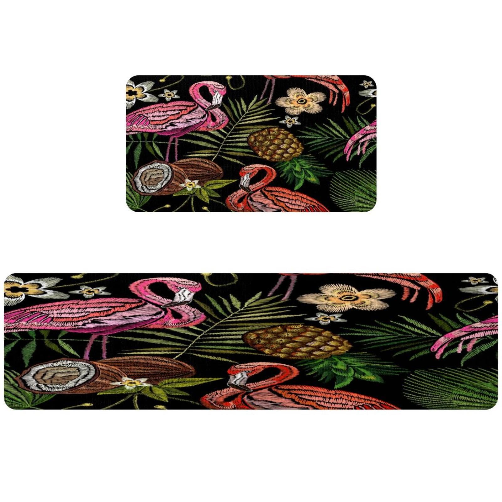 Alfombrillas de cocina antideslizantes VAPOKF con bordado de flamenco
