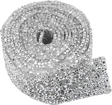 1.2 inch Wide 2 Yard Crystal Rhinestone Strips Diamond Ribbon Trim Glue Patch Decorated Diamond Net for Crafts Project Birthday Decorations